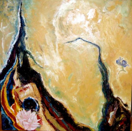 Monolith Raising Oil n canvas 30" x 30" Abstract painting 