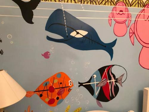 Charlie Harper wall mural sea animals. Oak Park IL